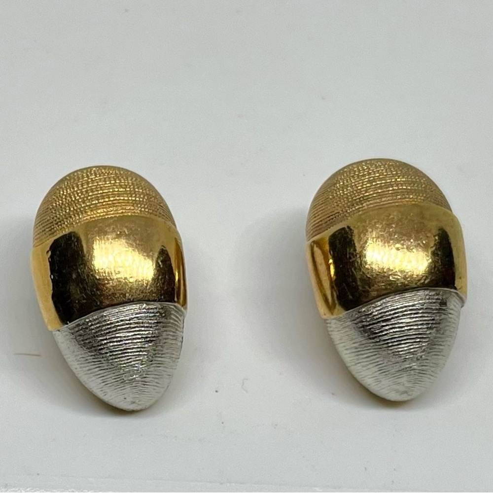 Vintage 2-tone Dome Clip On Earrings